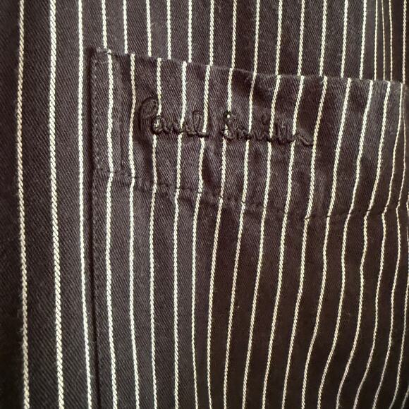 PAUL SMITH | Black and White Striped Button up Collared Shirt | Large - Picture 3 of 7